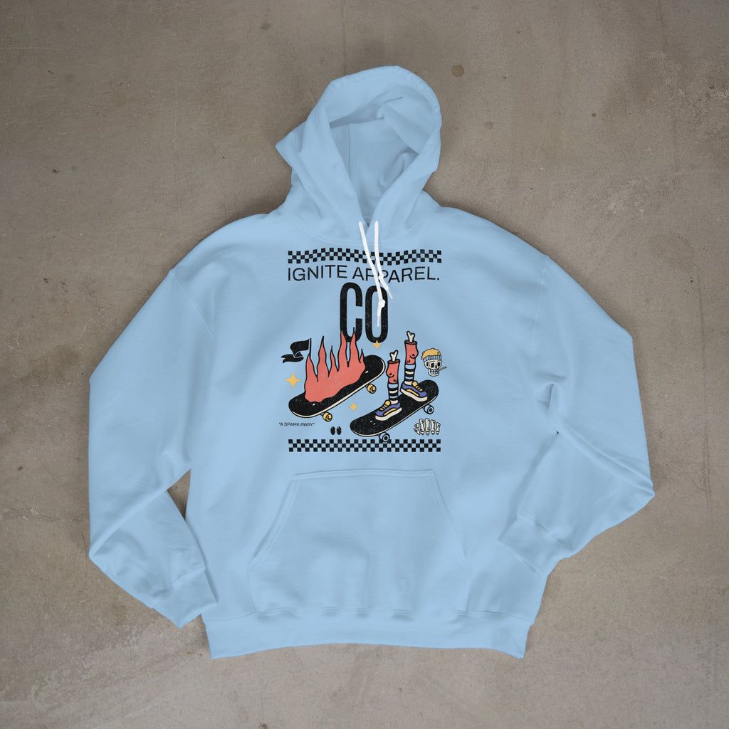 Retro Flame Skate Graphic Hoodie