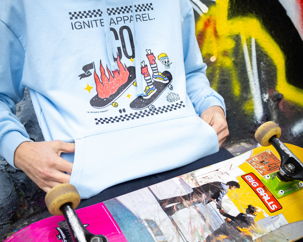 Retro Flame Skate Graphic Hoodie