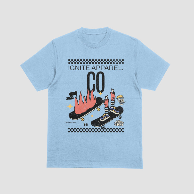 Retro Flame Skate Graphic T-Shirt