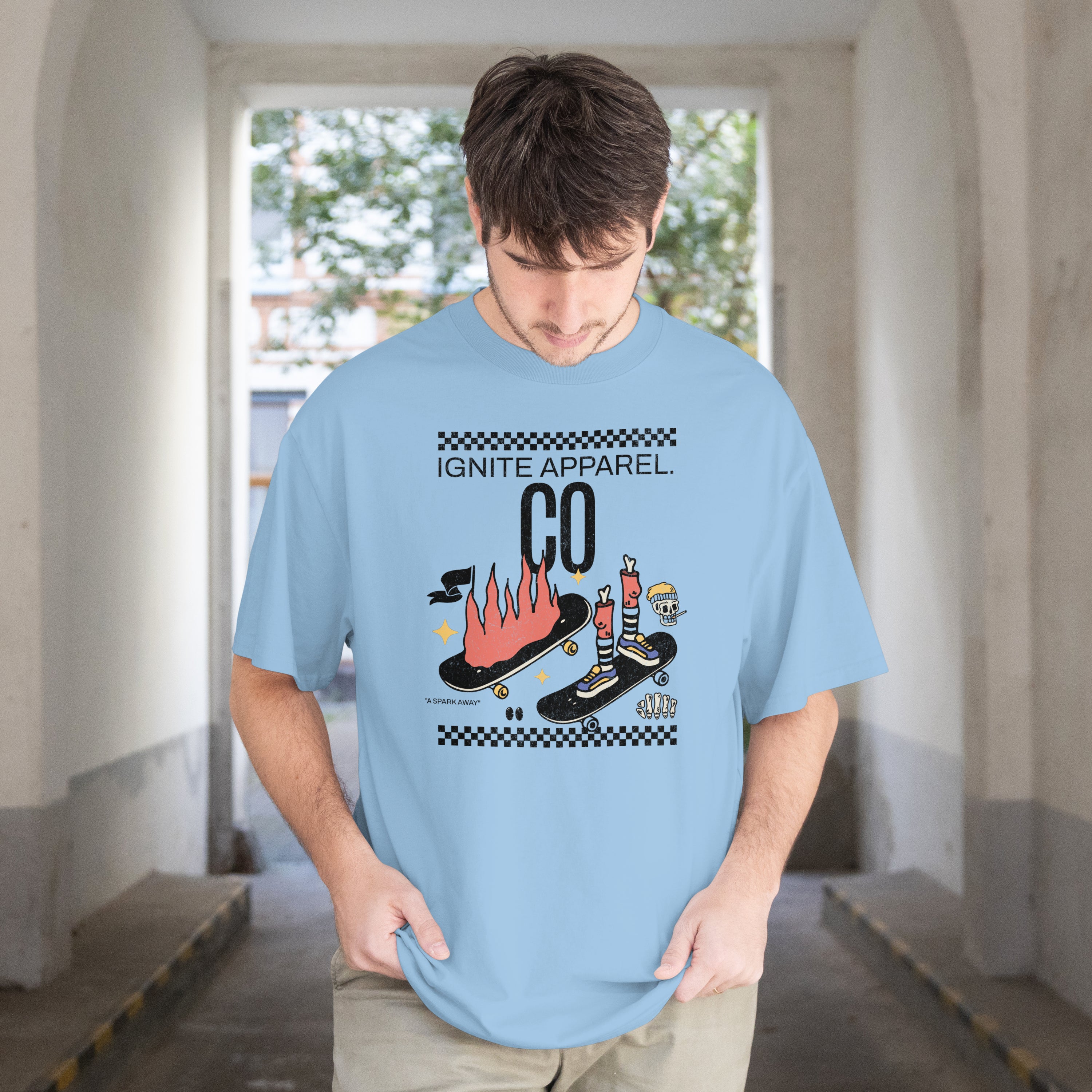 Retro Flame Skate Graphic T-Shirt